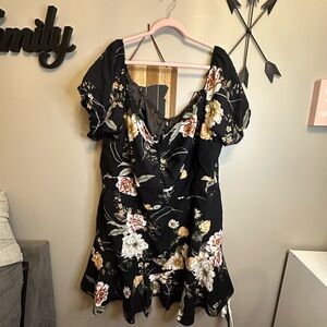 City Chic Black Floral Mini Dress